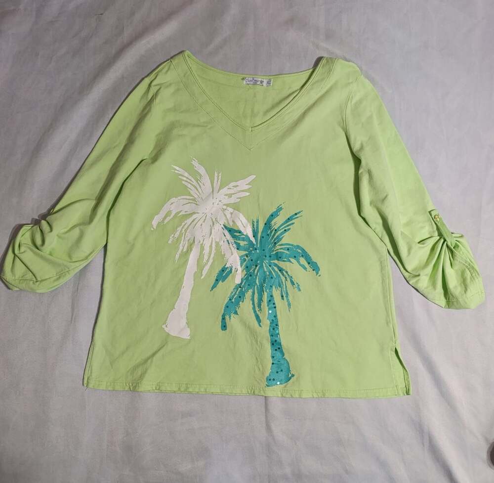 Sun Bay Palm Tree Graphic Top Size XL Green